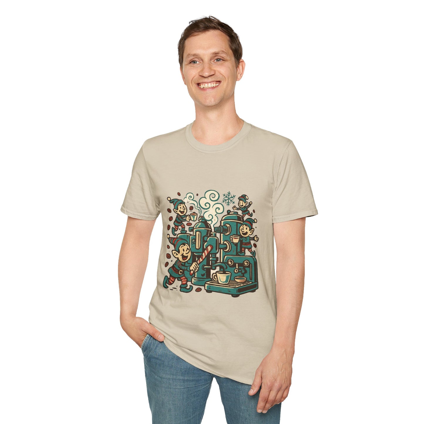 Elf Espresso Factory | Funny Christmas Coffee Lovers Unisex T-Shirt