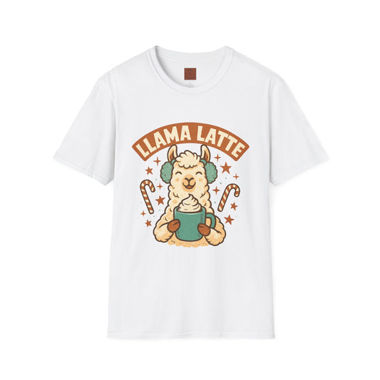 Llama Latte | Cute Christmas Coffee Lover Unisex T-Shirt