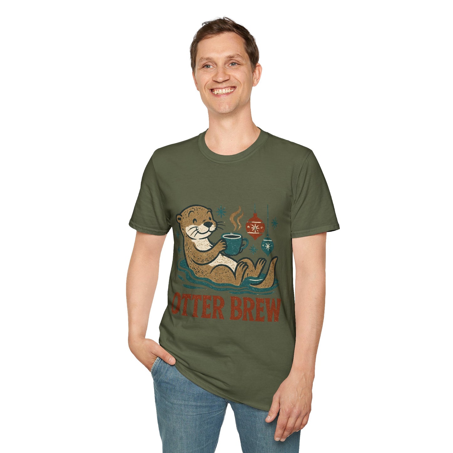 Otter Brew | Cute Coffee Lover Christmas Unisex T-Shirt