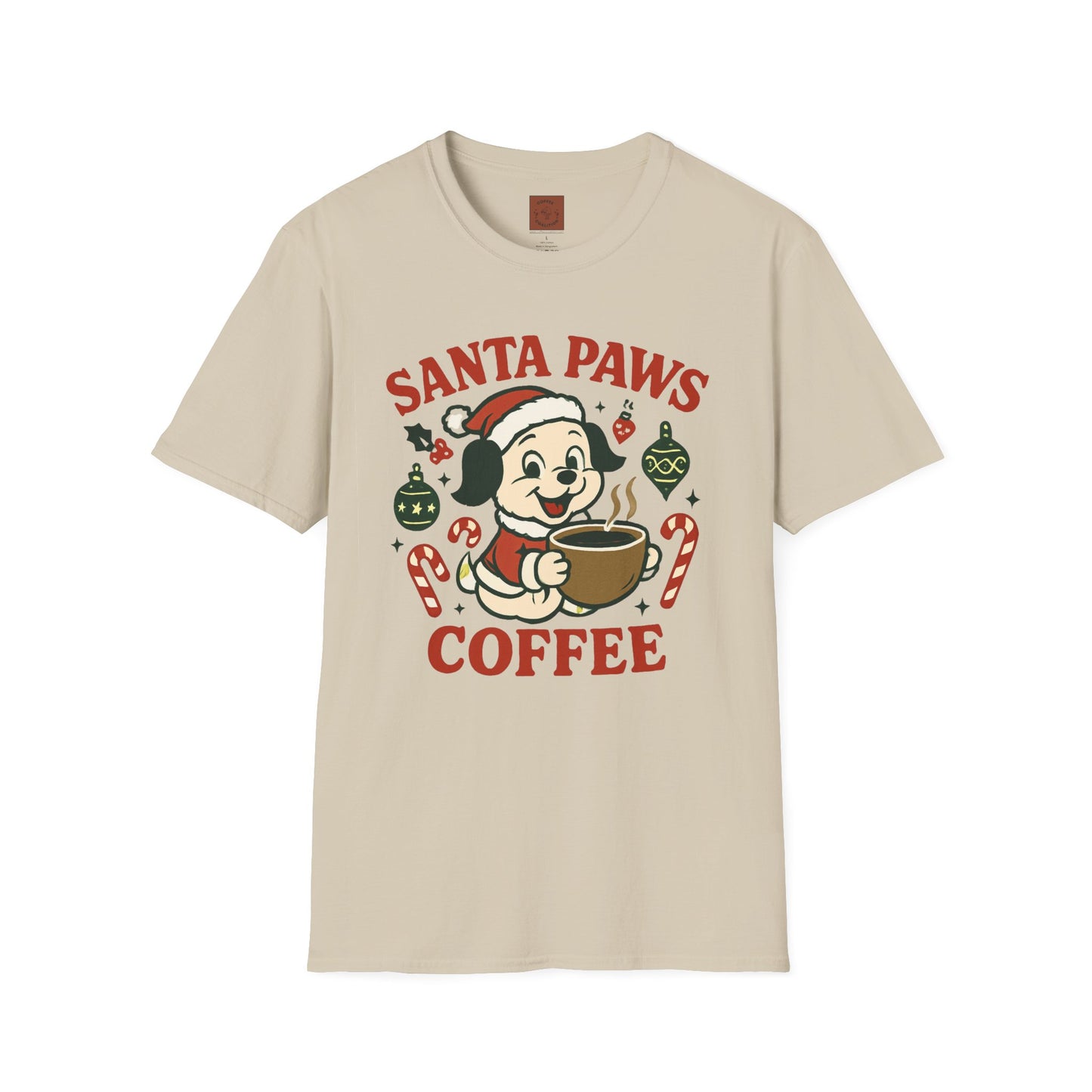 Santa Paws Coffee | Funny Dog Coffee Lover Christmas Unisex T-Shirt