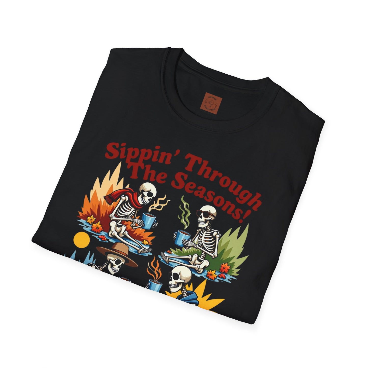Sippin’ Through the Seasons | Year-Round Coffee Skeleton Tee