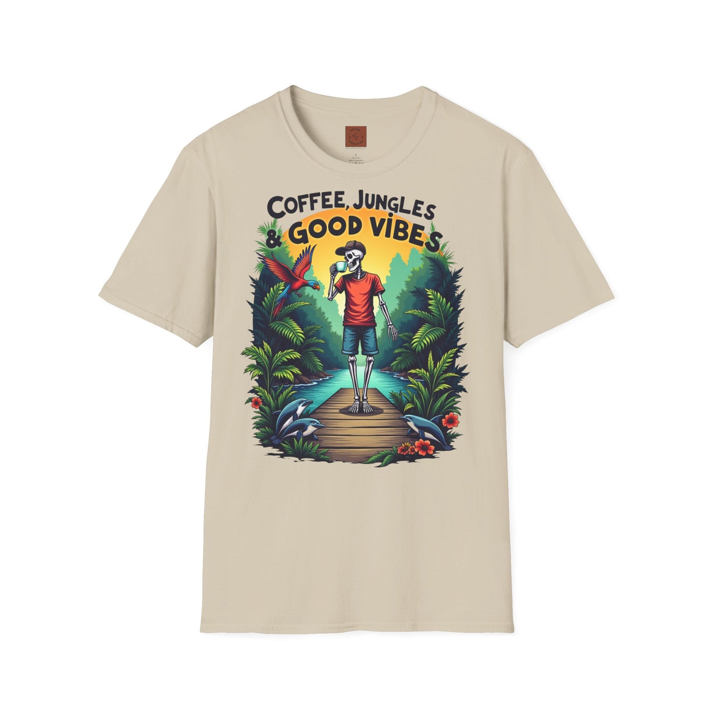 Coffee Jungles & Good Vibes | Funny Skeleton Coffee T-Shirt