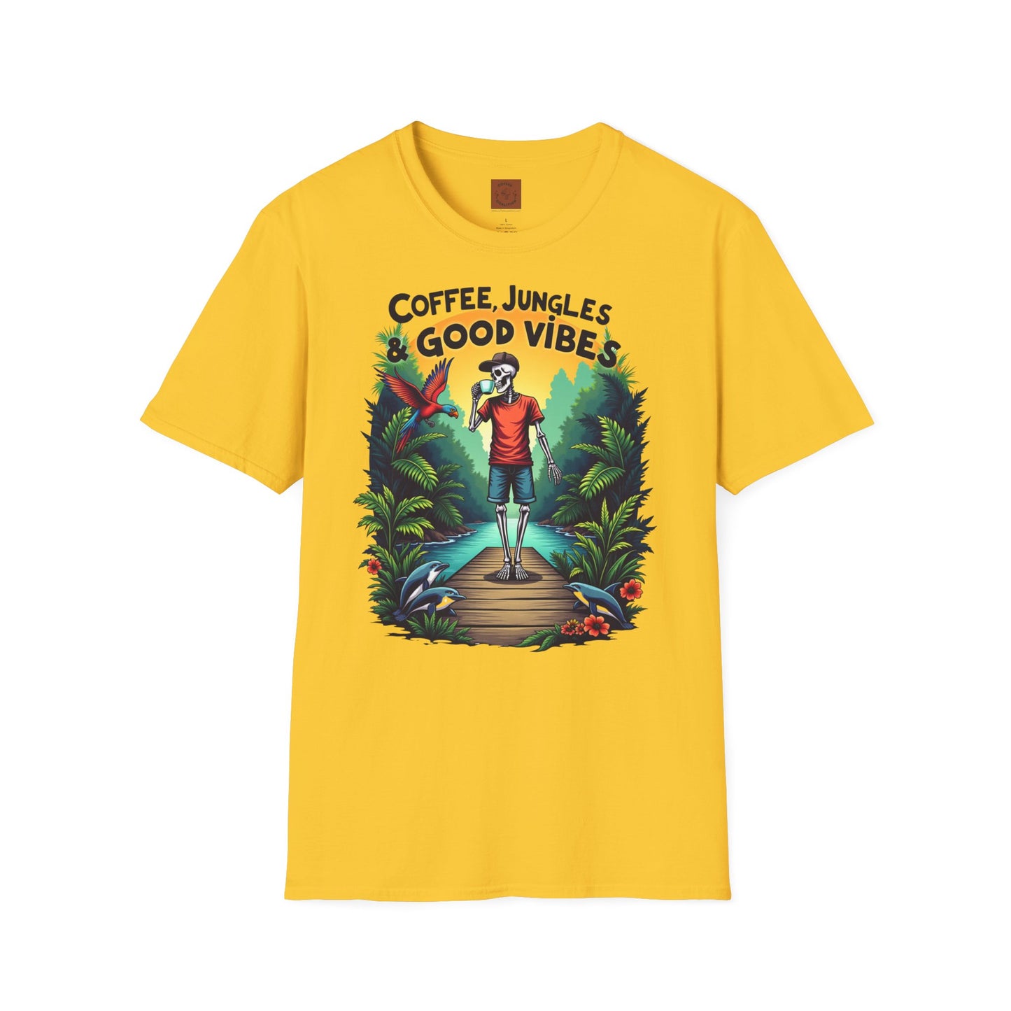 Coffee Jungles & Good Vibes | Funny Skeleton Coffee T-Shirt