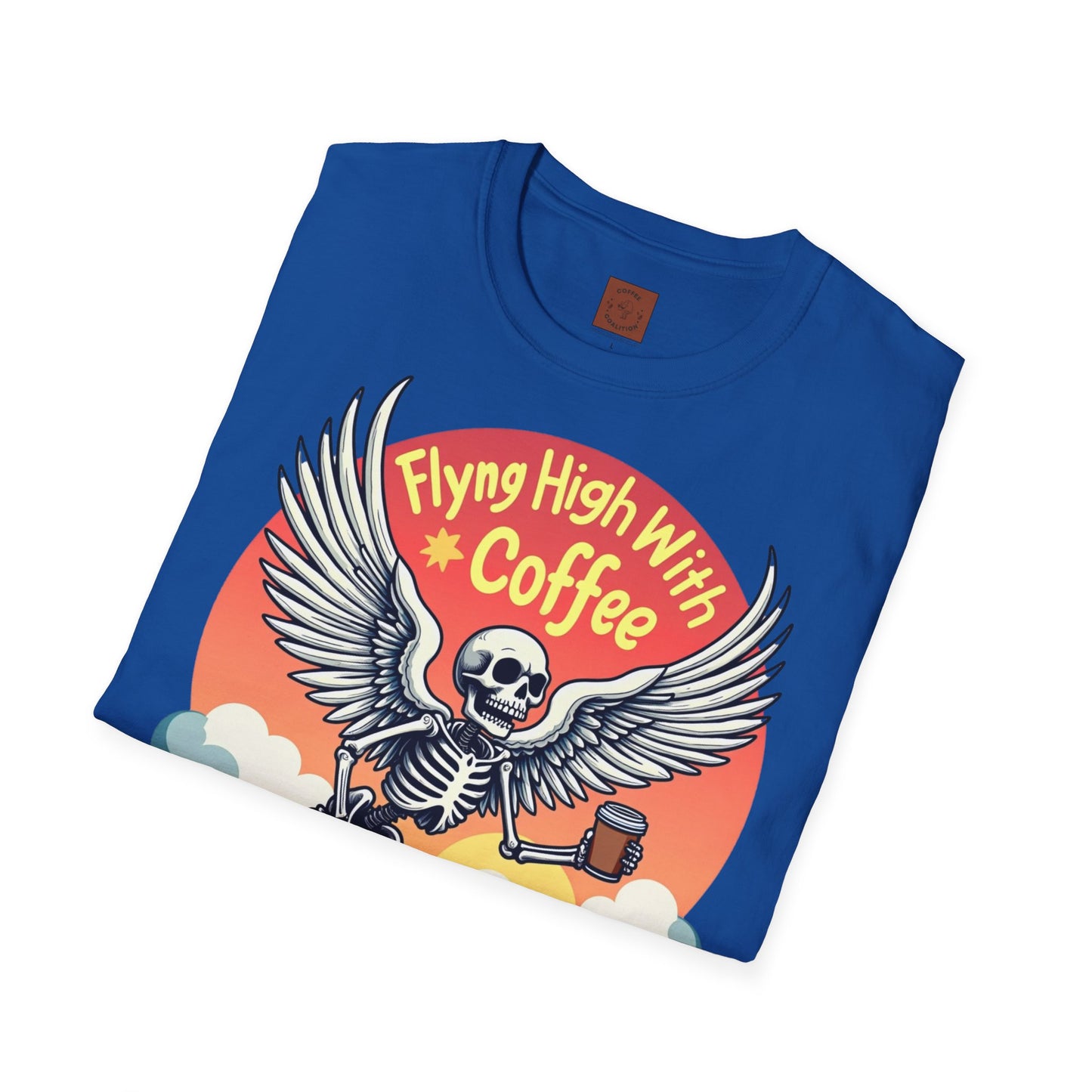 Flying High With Coffee | Skeleton Wings Tee