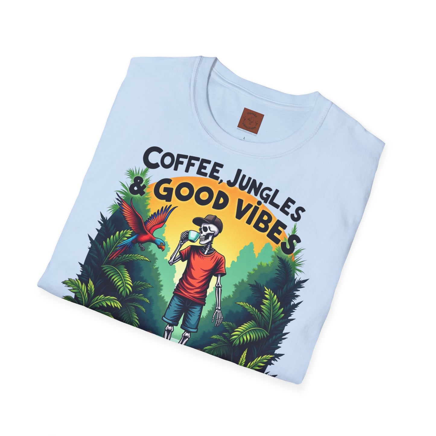 Coffee Jungles & Good Vibes | Funny Skeleton Coffee T-Shirt
