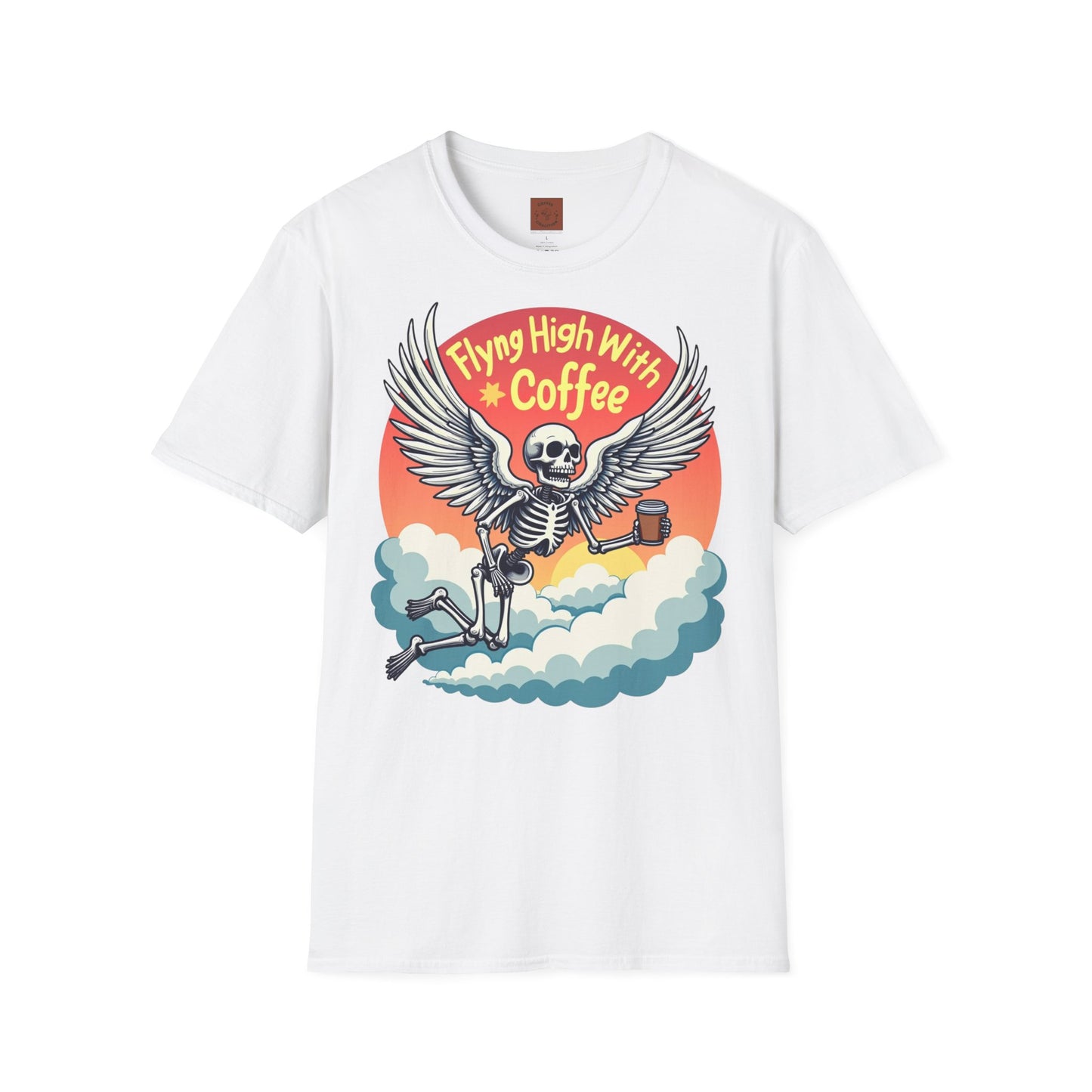 Flying High With Coffee | Skeleton Wings Tee