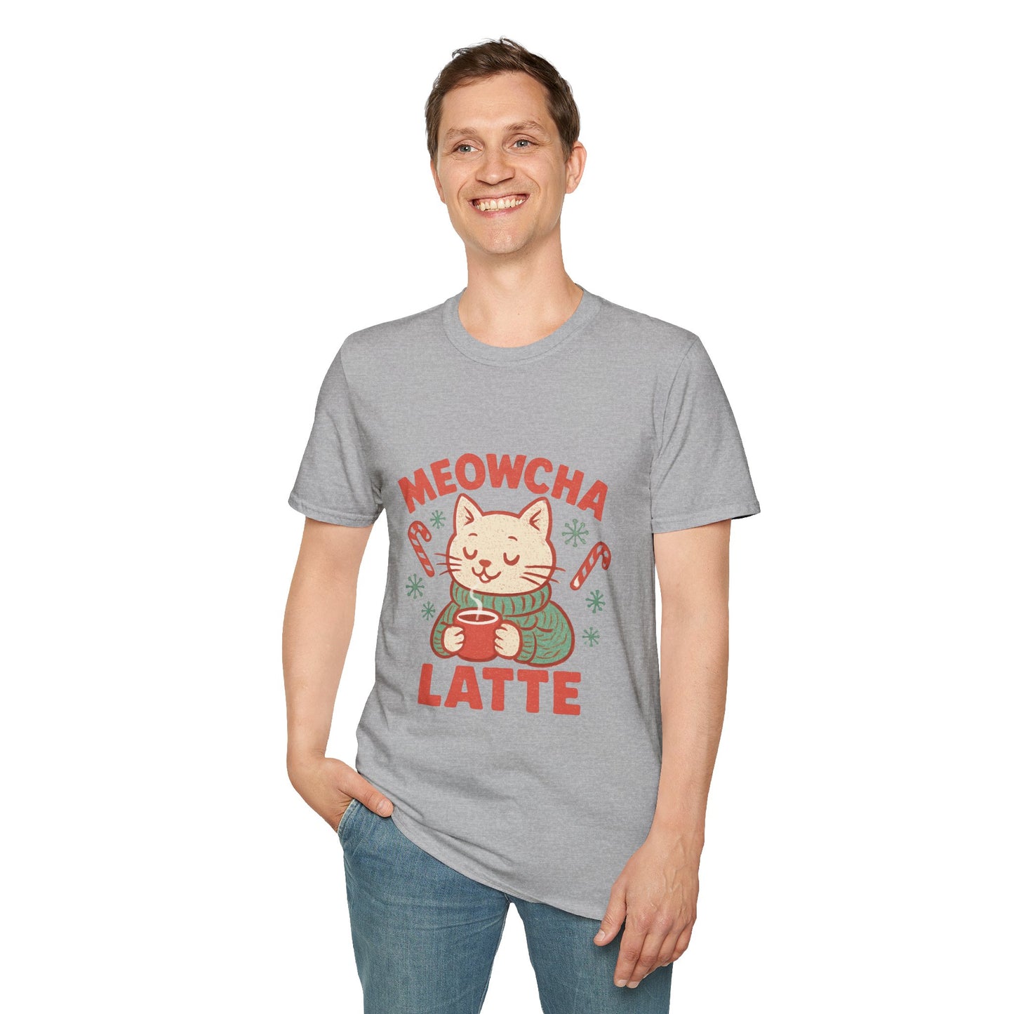 Meowcha Latte | Cozy Cat Christmas Coffee Lover Unisex T-Shirt