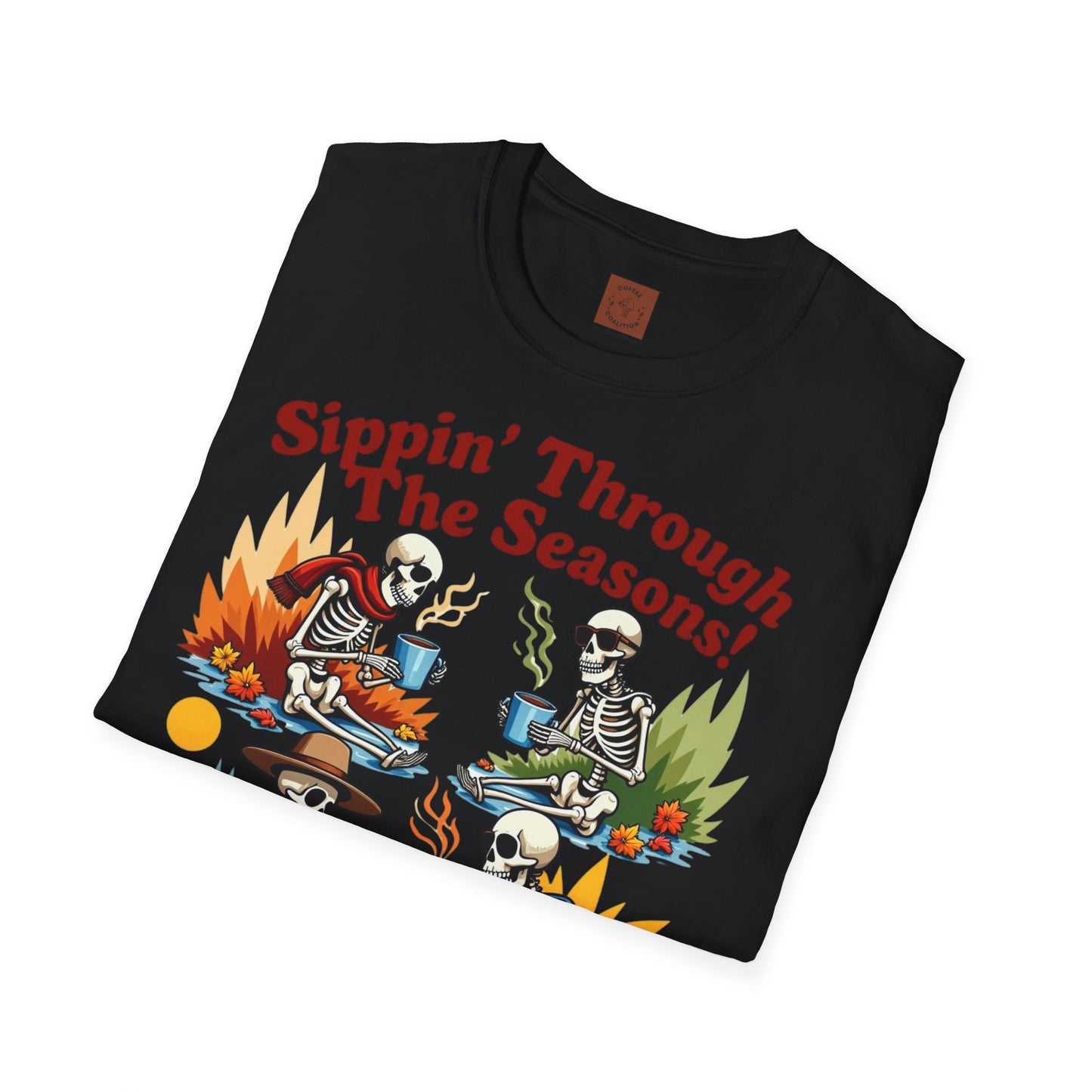 Sippin’ Through the Seasons | Year-Round Coffee Skeleton Tee