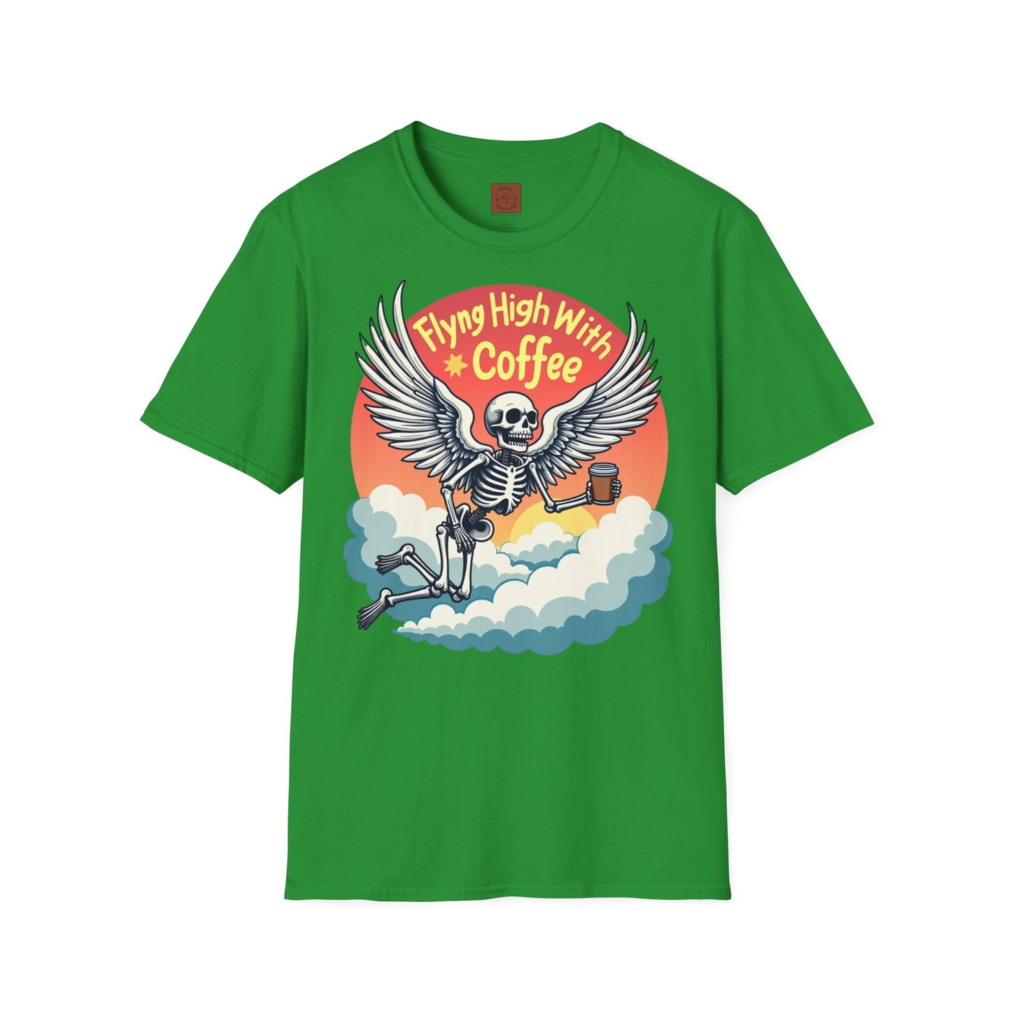 Flying High With Coffee | Skeleton Wings Tee