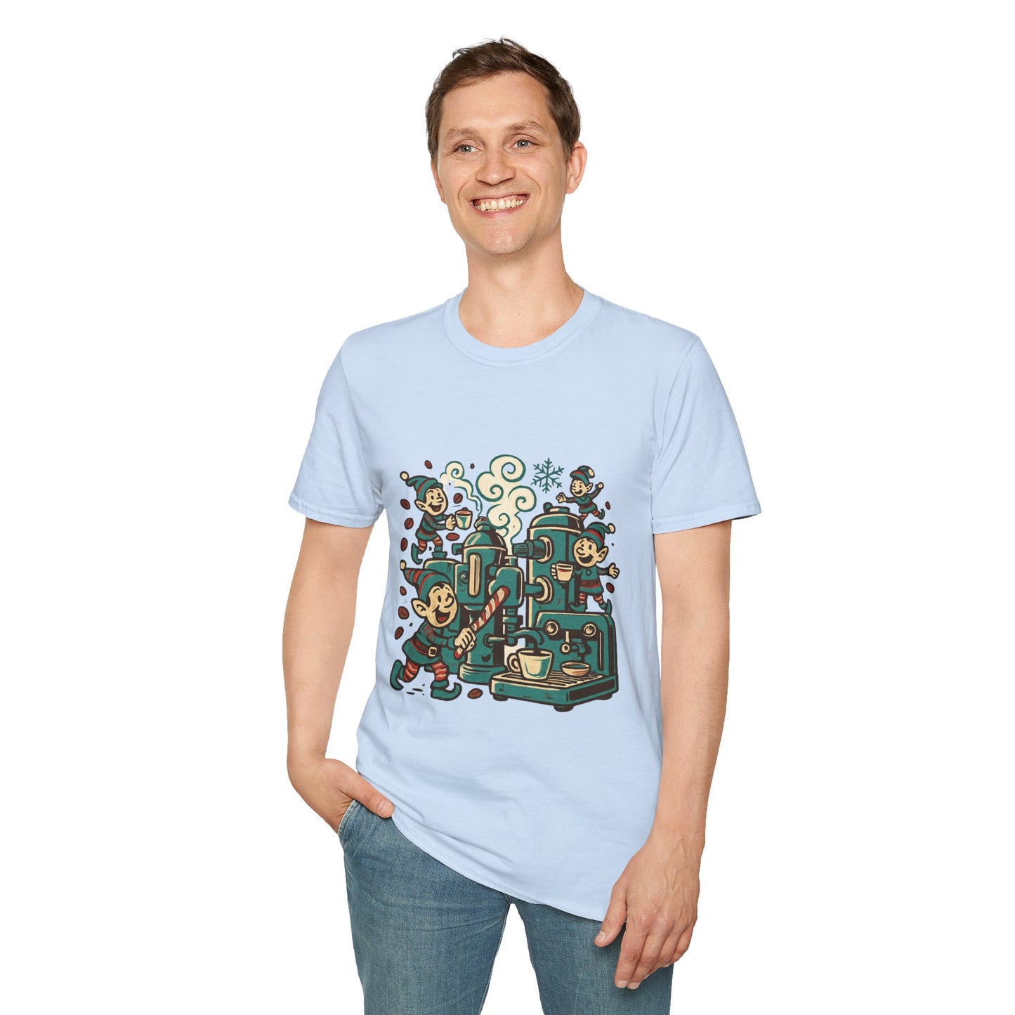 Elf Espresso Factory | Funny Christmas Coffee Lovers Unisex T-Shirt