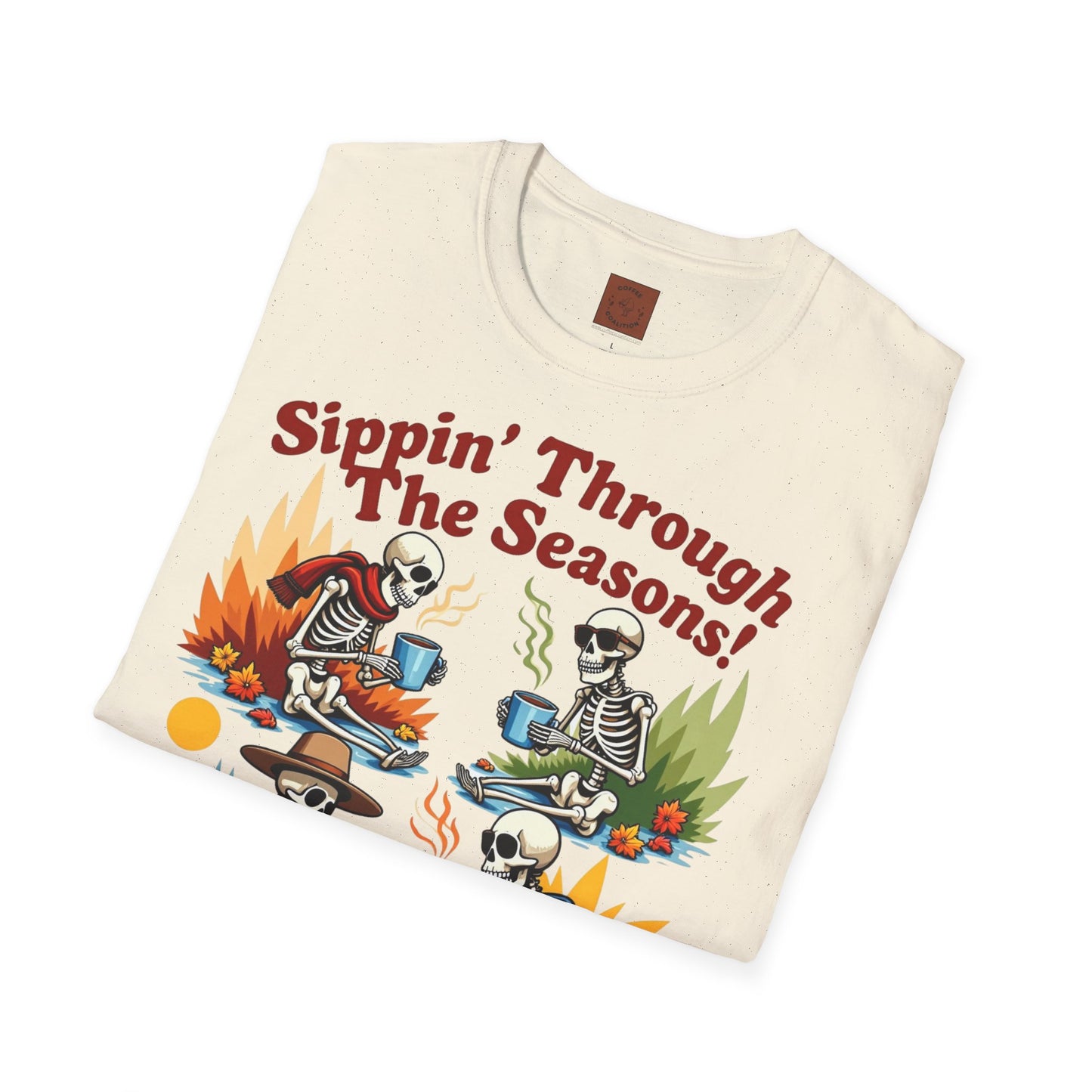 Sippin’ Through the Seasons | Year-Round Coffee Skeleton Tee
