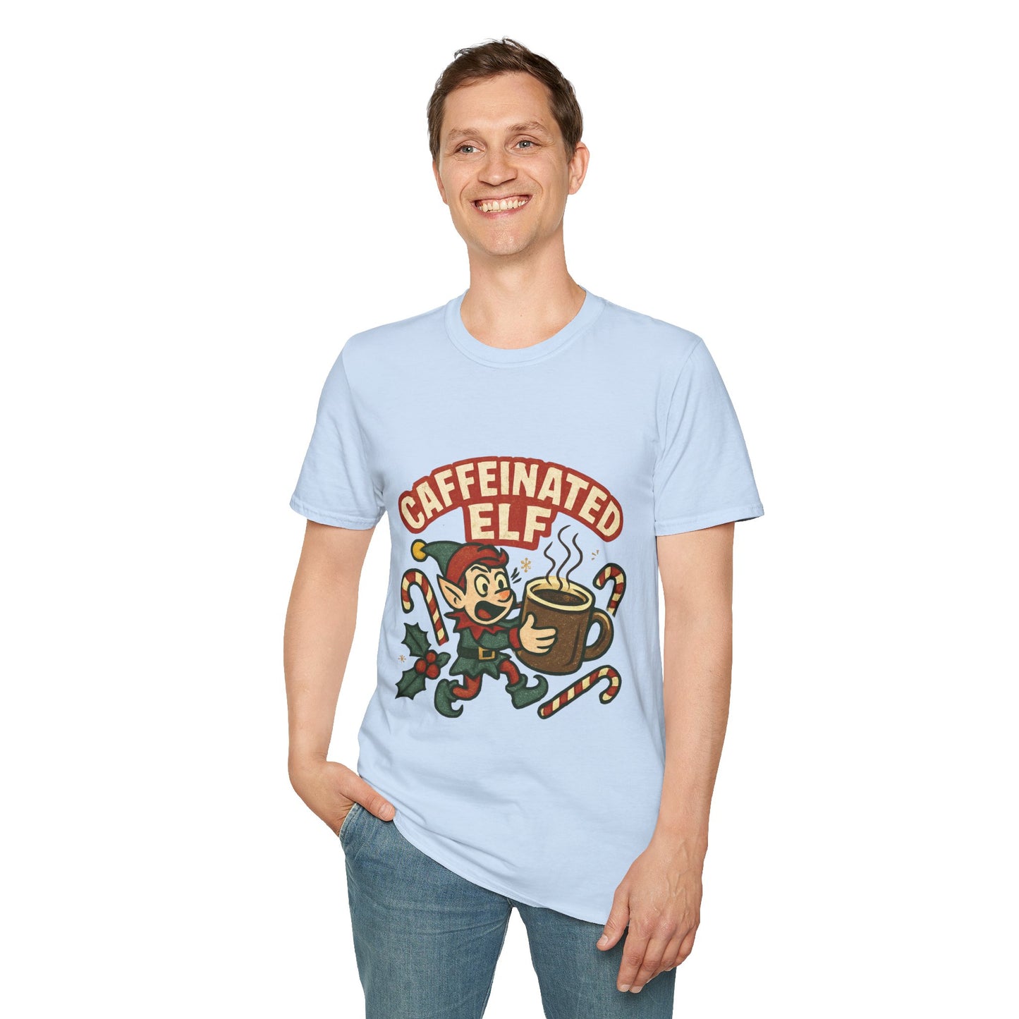 Caffeinated Elf | Funny Christmas Coffee Lover Unisex T-Shirt