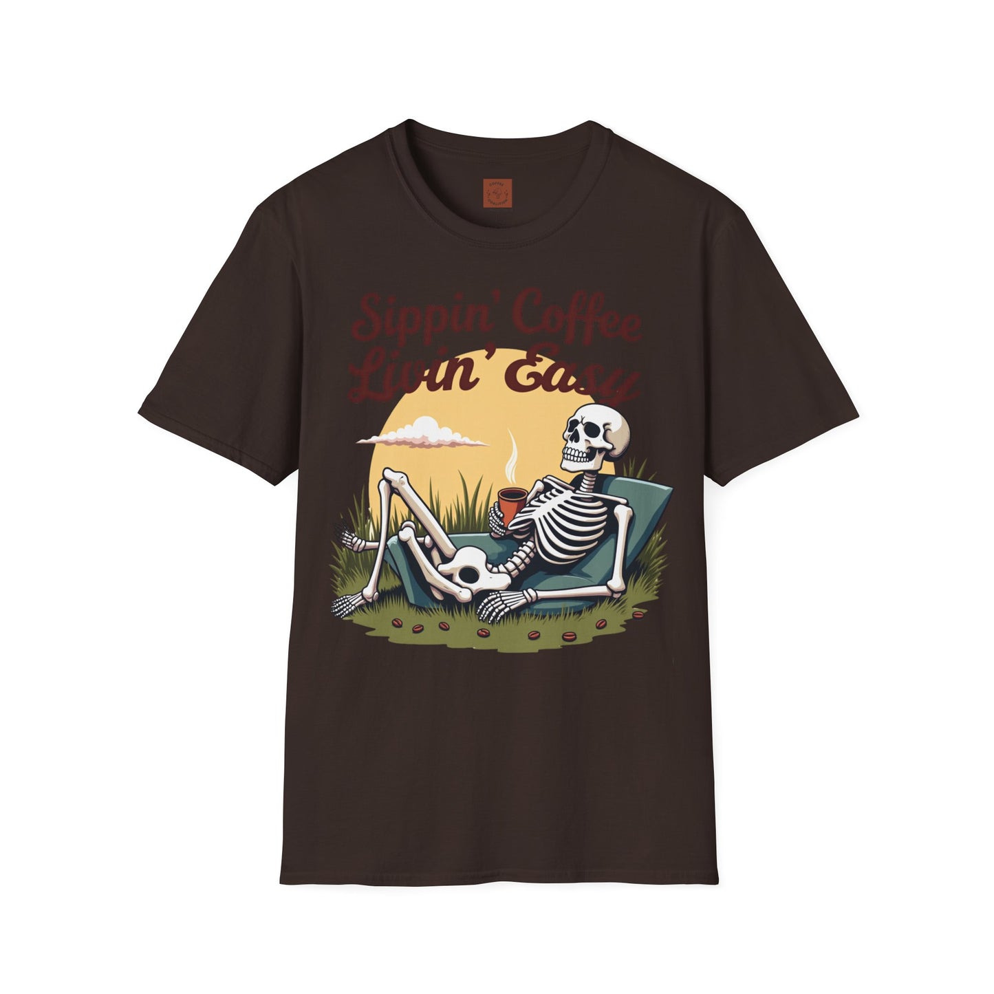 Sippin’ Coffee, Livin’ Easy | Chill Skeleton Coffee Tee