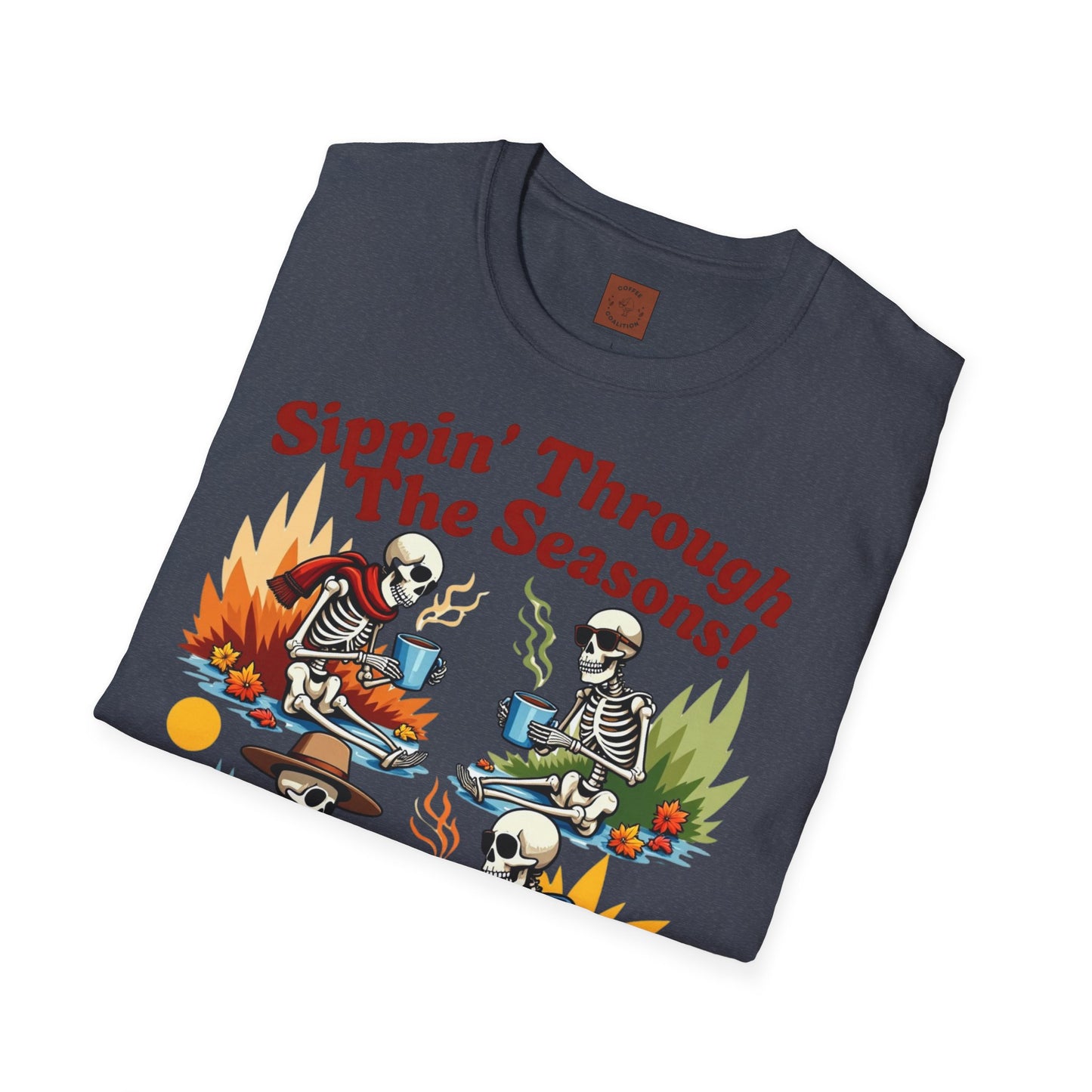 Sippin’ Through the Seasons | Year-Round Coffee Skeleton Tee
