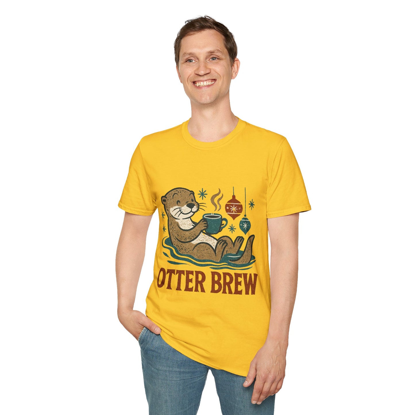 Otter Brew | Cute Coffee Lover Christmas Unisex T-Shirt