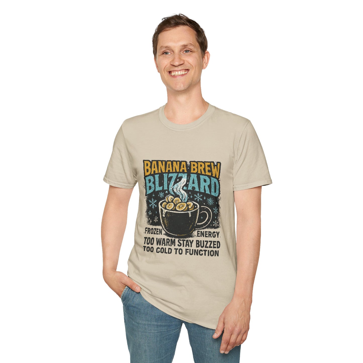 Banana Brew Blizzard | Funny Christmas Coffee Lover Unisex T-Shirt