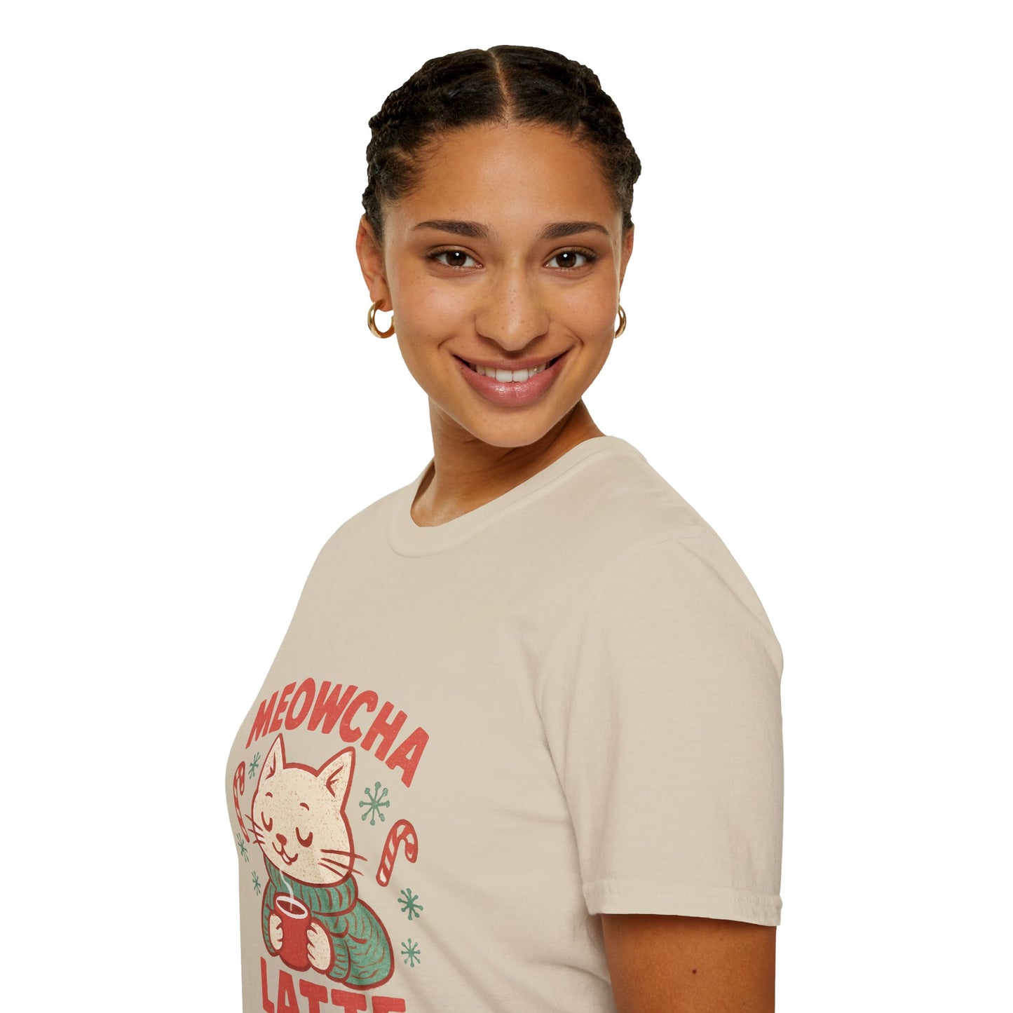 Meowcha Latte | Cozy Cat Christmas Coffee Lover Unisex T-Shirt