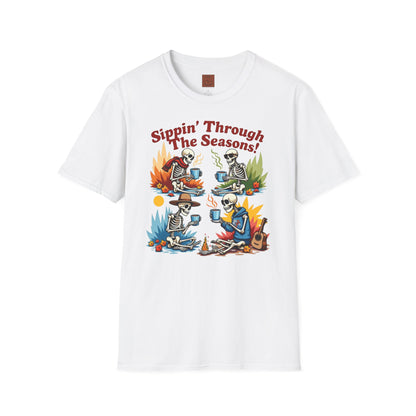 Sippin’ Through the Seasons | Year-Round Coffee Skeleton Tee