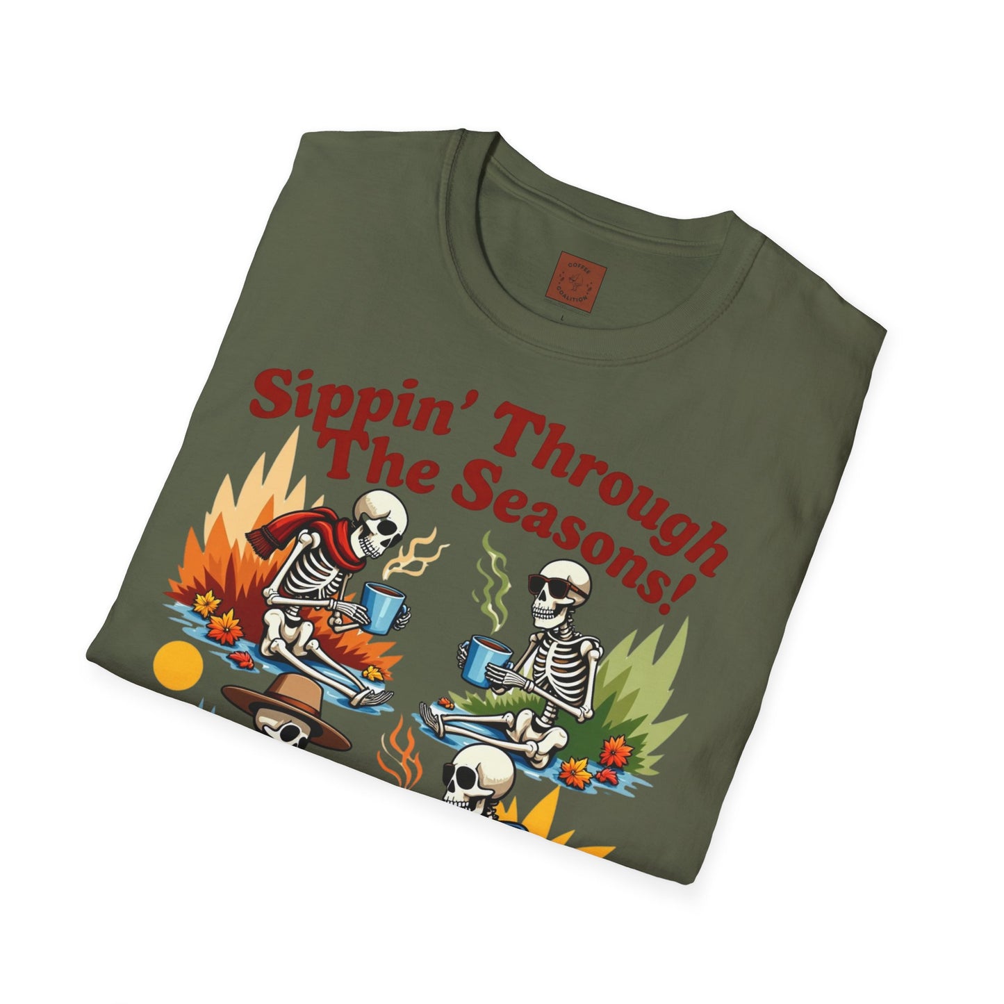 Sippin’ Through the Seasons | Year-Round Coffee Skeleton Tee