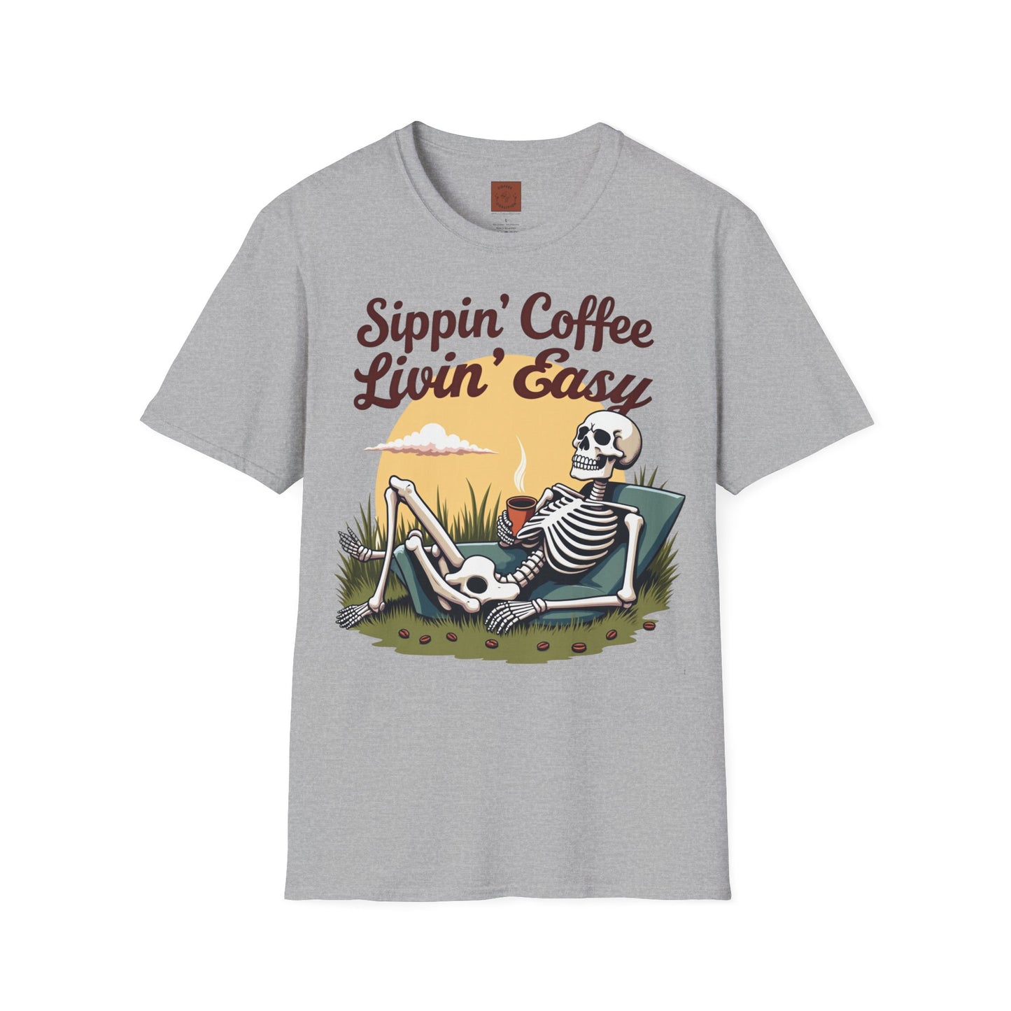 Sippin’ Coffee, Livin’ Easy | Chill Skeleton Coffee Tee