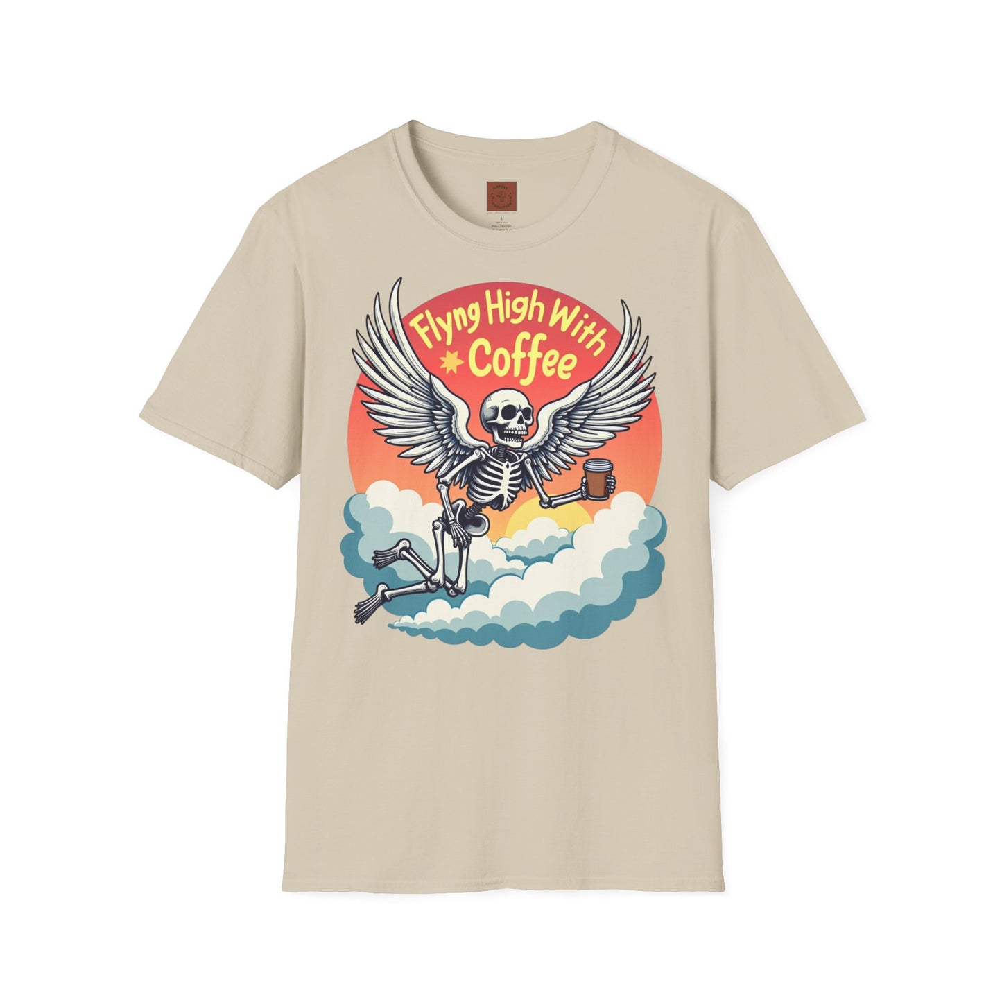 Flying High With Coffee | Skeleton Wings Tee