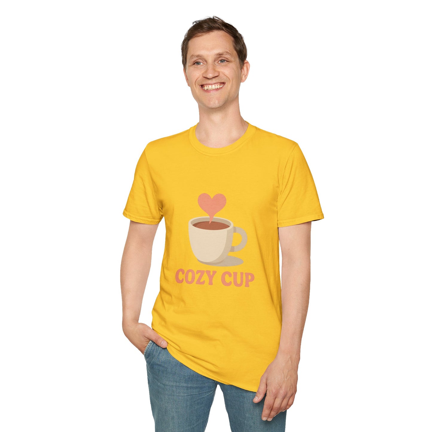 Cozy Cup – Unisex Cute Coffee Lover T-Shirt