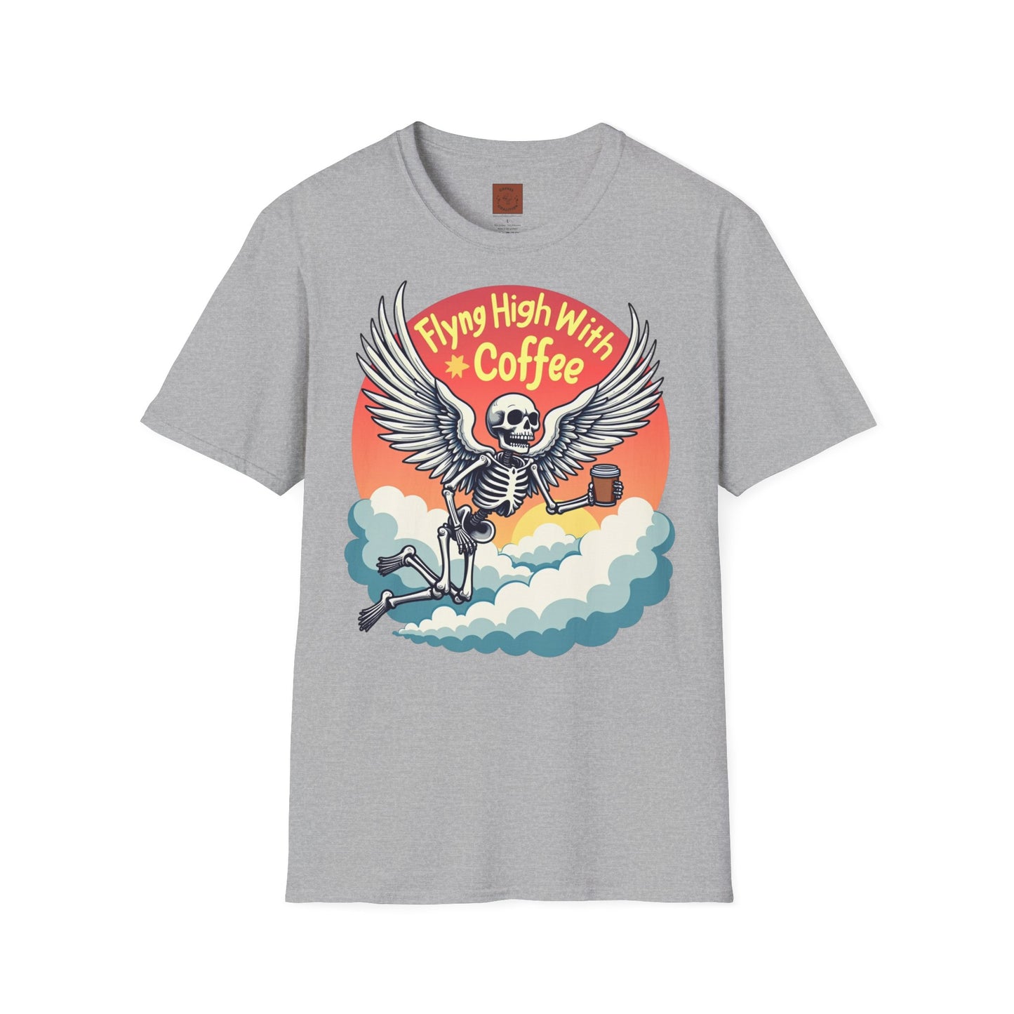 Flying High With Coffee | Skeleton Wings Tee