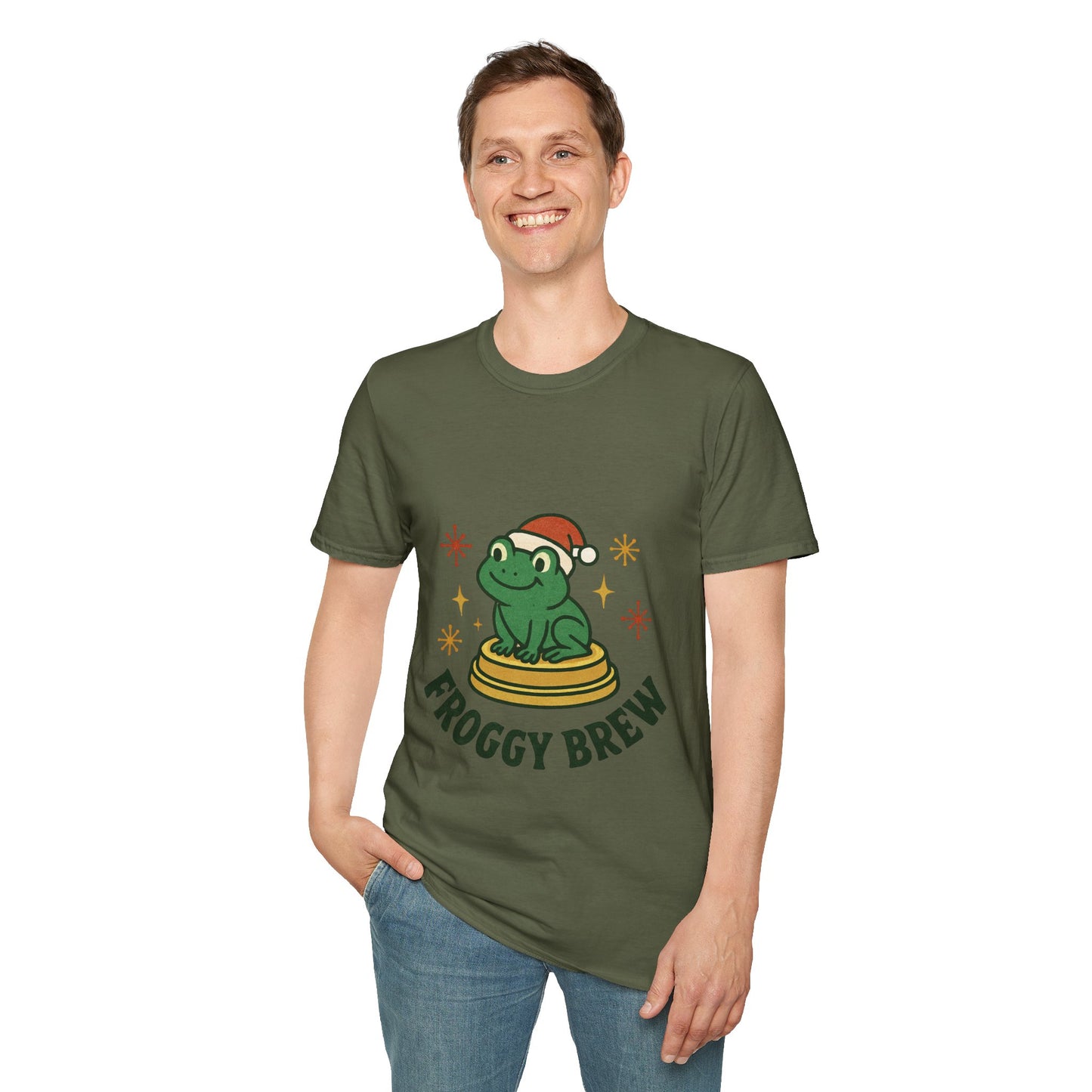Froggy Brew | Funny Christmas Coffee Lover Unisex T-Shirt