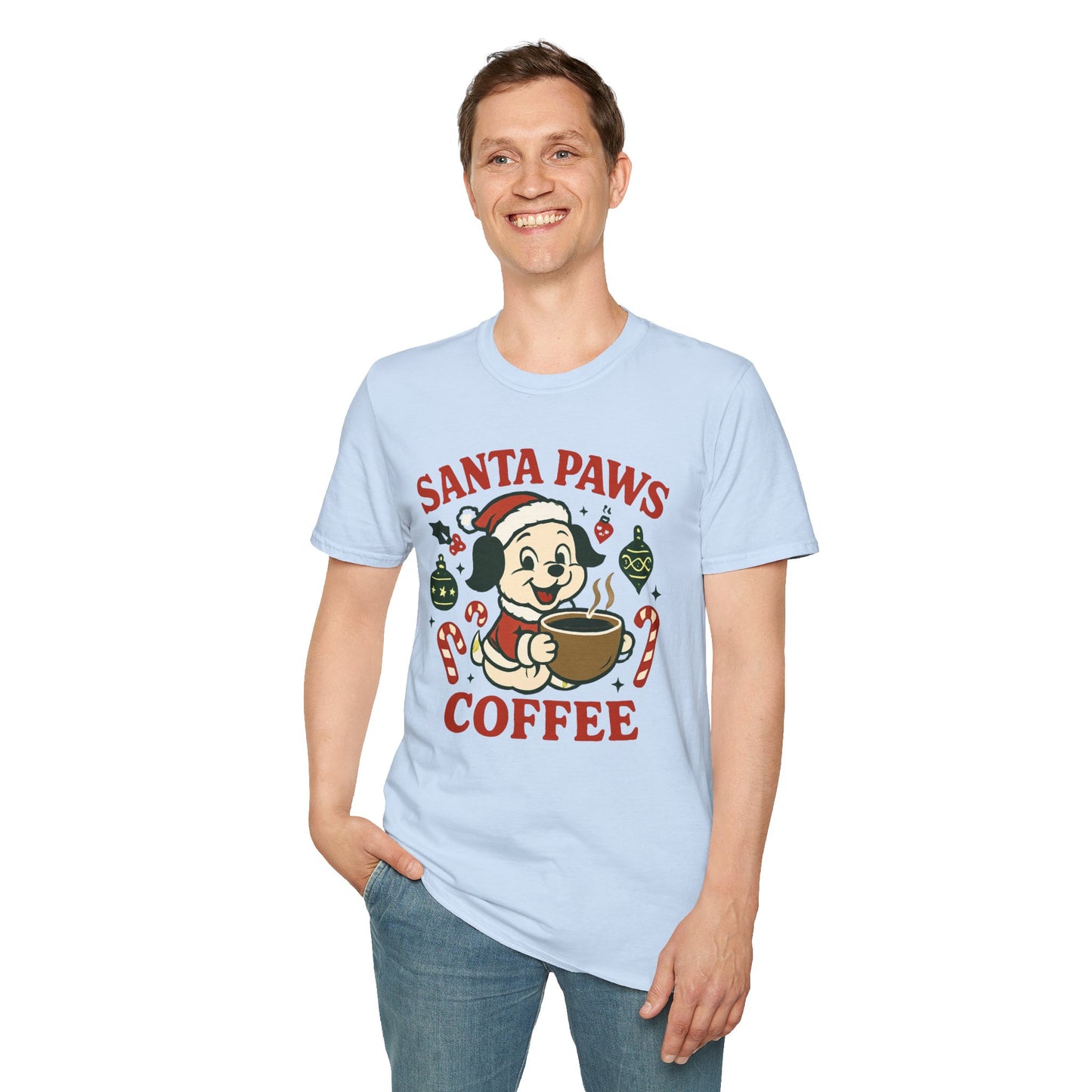 Santa Paws Coffee | Funny Dog Coffee Lover Christmas Unisex T-Shirt