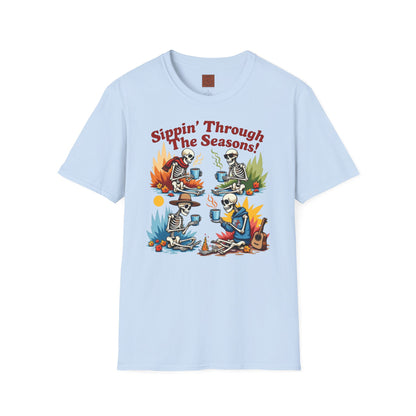 Sippin’ Through the Seasons | Year-Round Coffee Skeleton Tee