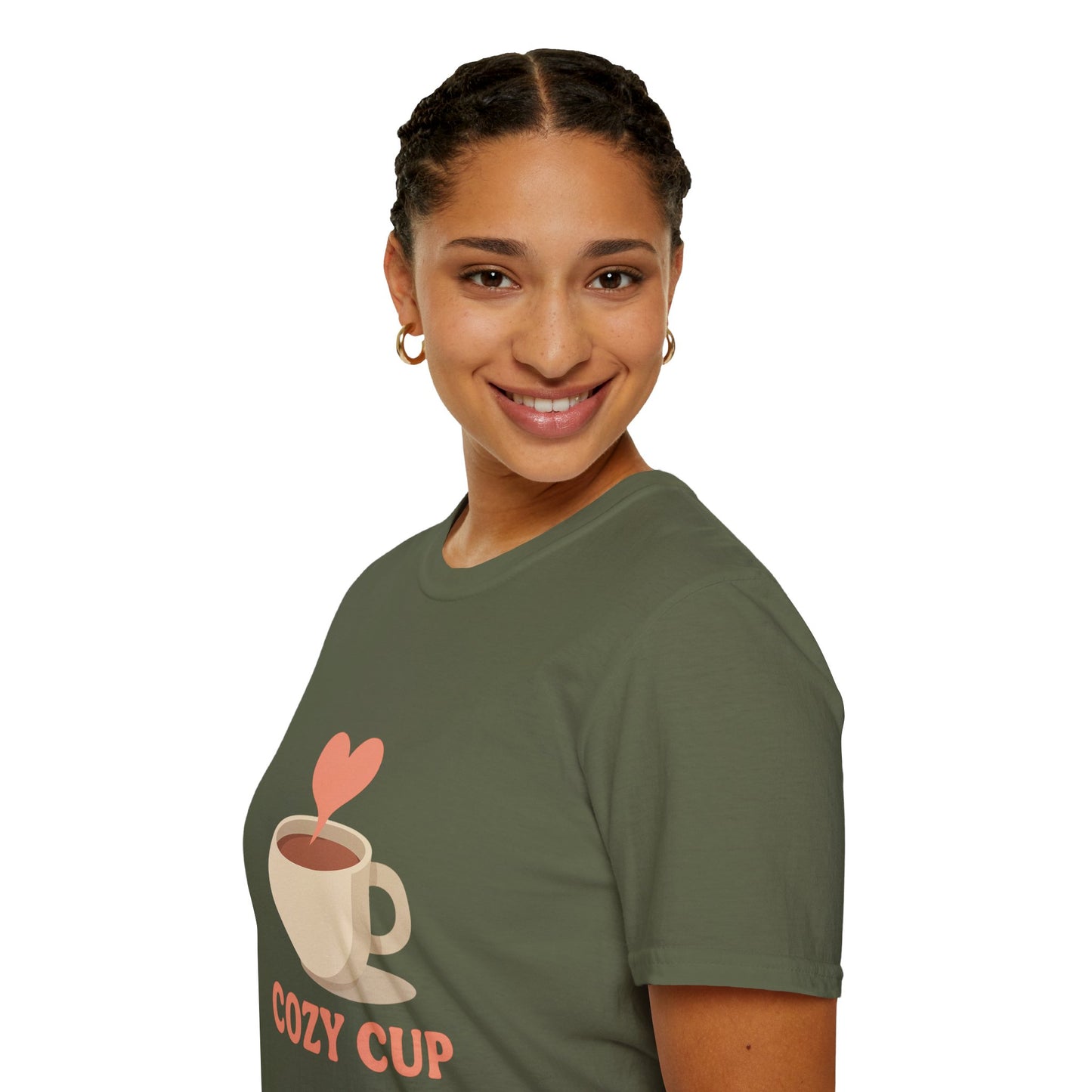 Cozy Cup – Unisex Cute Coffee Lover T-Shirt