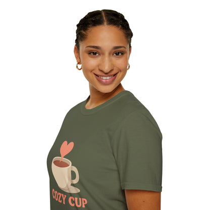 Cozy Cup – Unisex Cute Coffee Lover T-Shirt