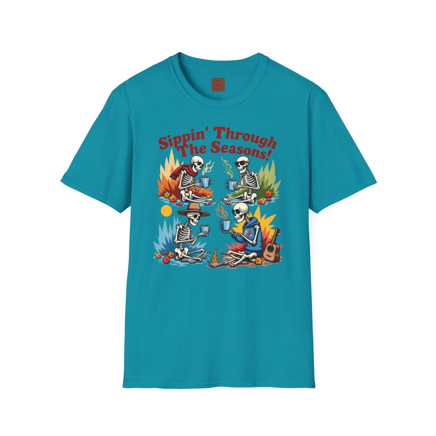 Sippin’ Through the Seasons | Year-Round Coffee Skeleton Tee