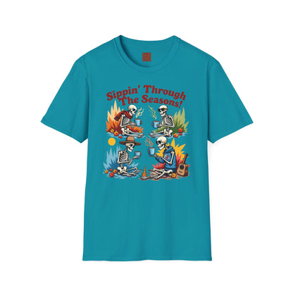 Sippin’ Through the Seasons | Year-Round Coffee Skeleton Tee
