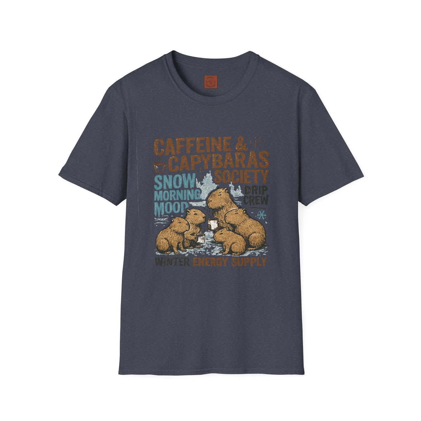 Caffeine & Capybaras Society | Funny Winter Coffee Lover Unisex T-Shirt