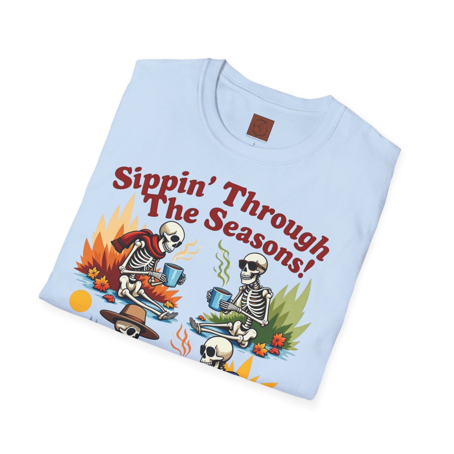 Sippin’ Through the Seasons | Year-Round Coffee Skeleton Tee