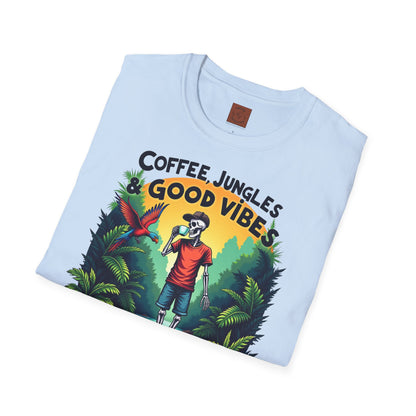 Coffee Jungles & Good Vibes | Funny Skeleton Coffee T-Shirt
