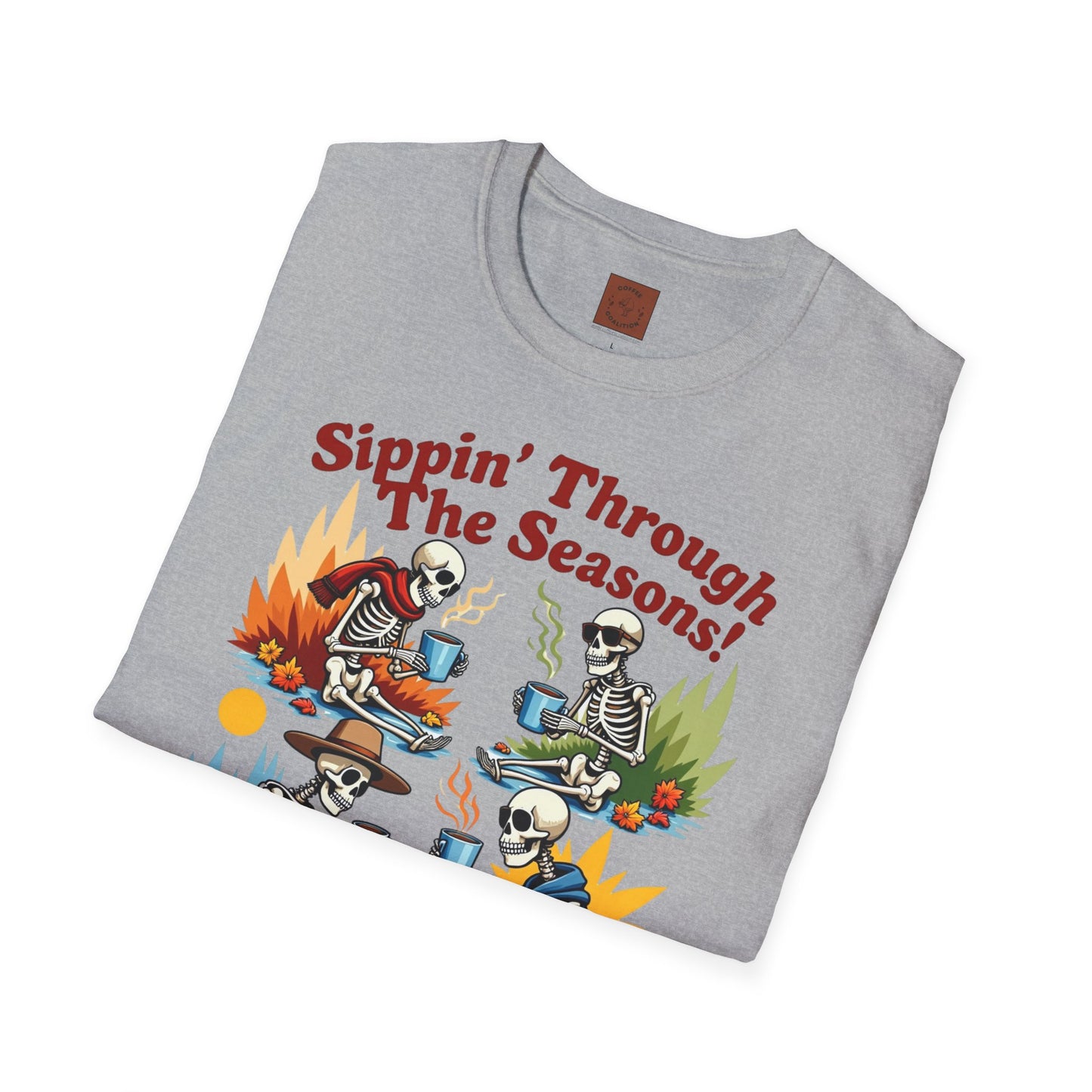 Sippin’ Through the Seasons | Year-Round Coffee Skeleton Tee