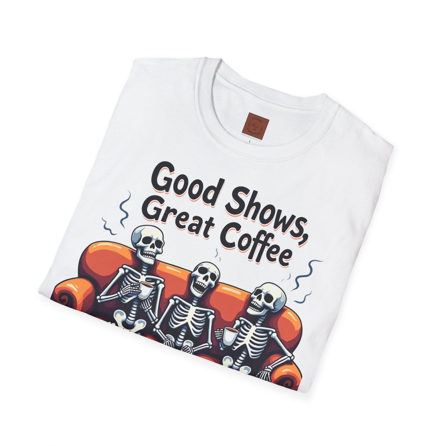 Good Shows, Great Coffee, Best Vibes | Skeleton Chill Crew Tee