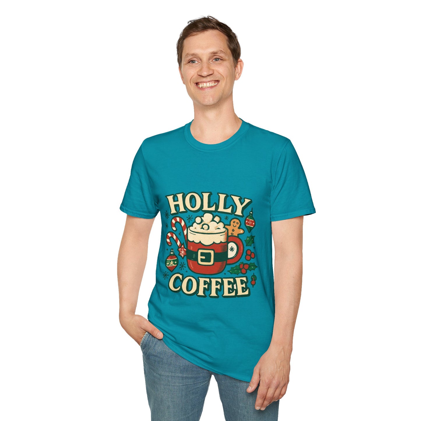 Holly Coffee | Festive Christmas Coffee Lover Unisex T-Shirt