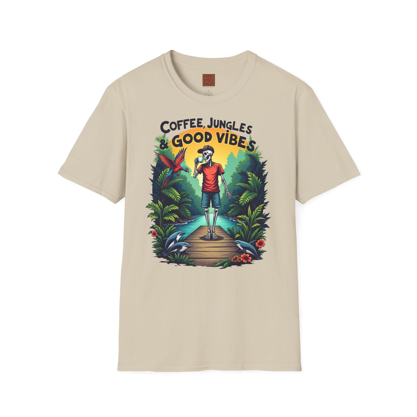 Coffee Jungles & Good Vibes | Funny Skeleton Coffee T-Shirt