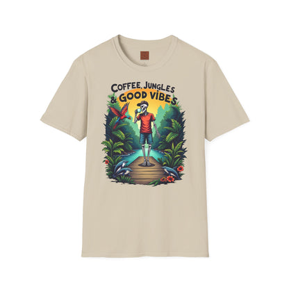 Coffee Jungles & Good Vibes | Funny Skeleton Coffee T-Shirt