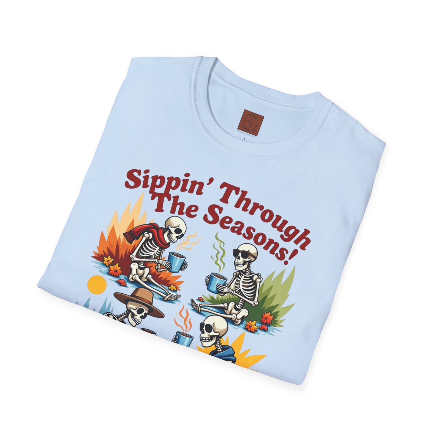 Sippin’ Through the Seasons | Year-Round Coffee Skeleton Tee
