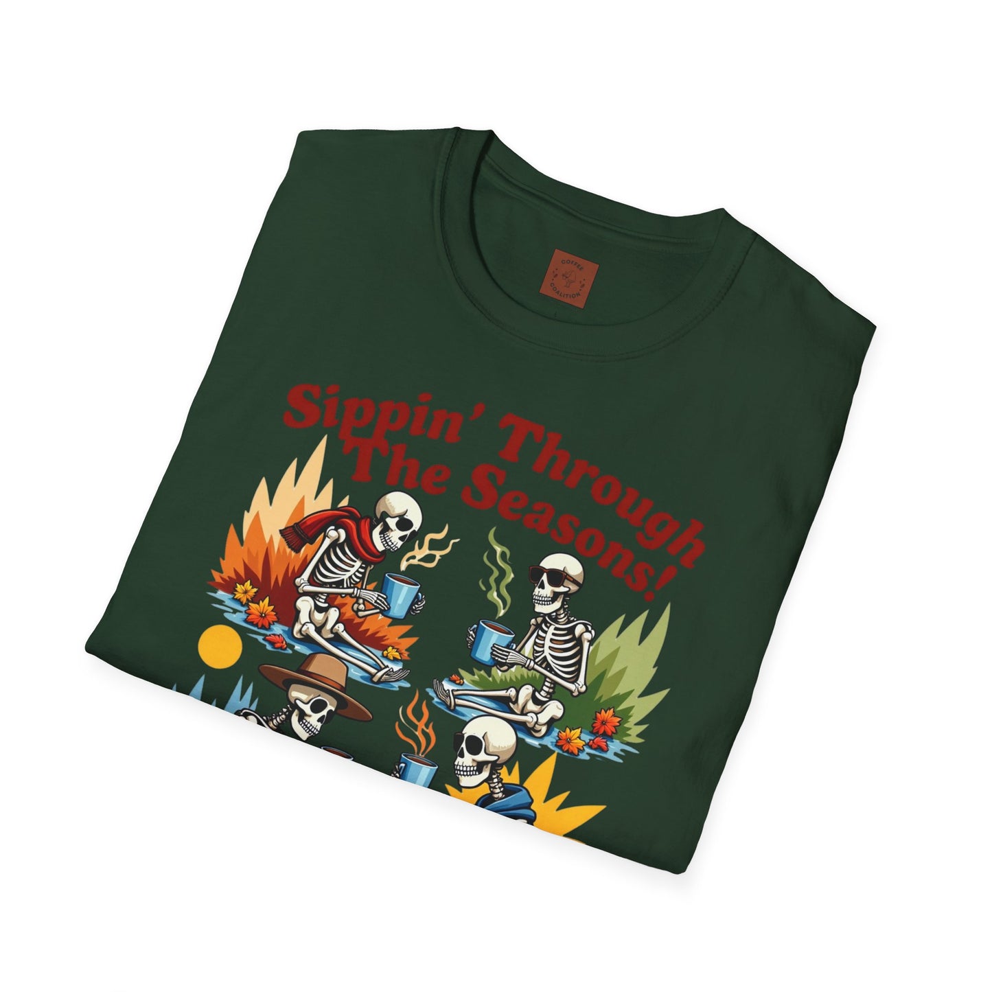 Sippin’ Through the Seasons | Year-Round Coffee Skeleton Tee