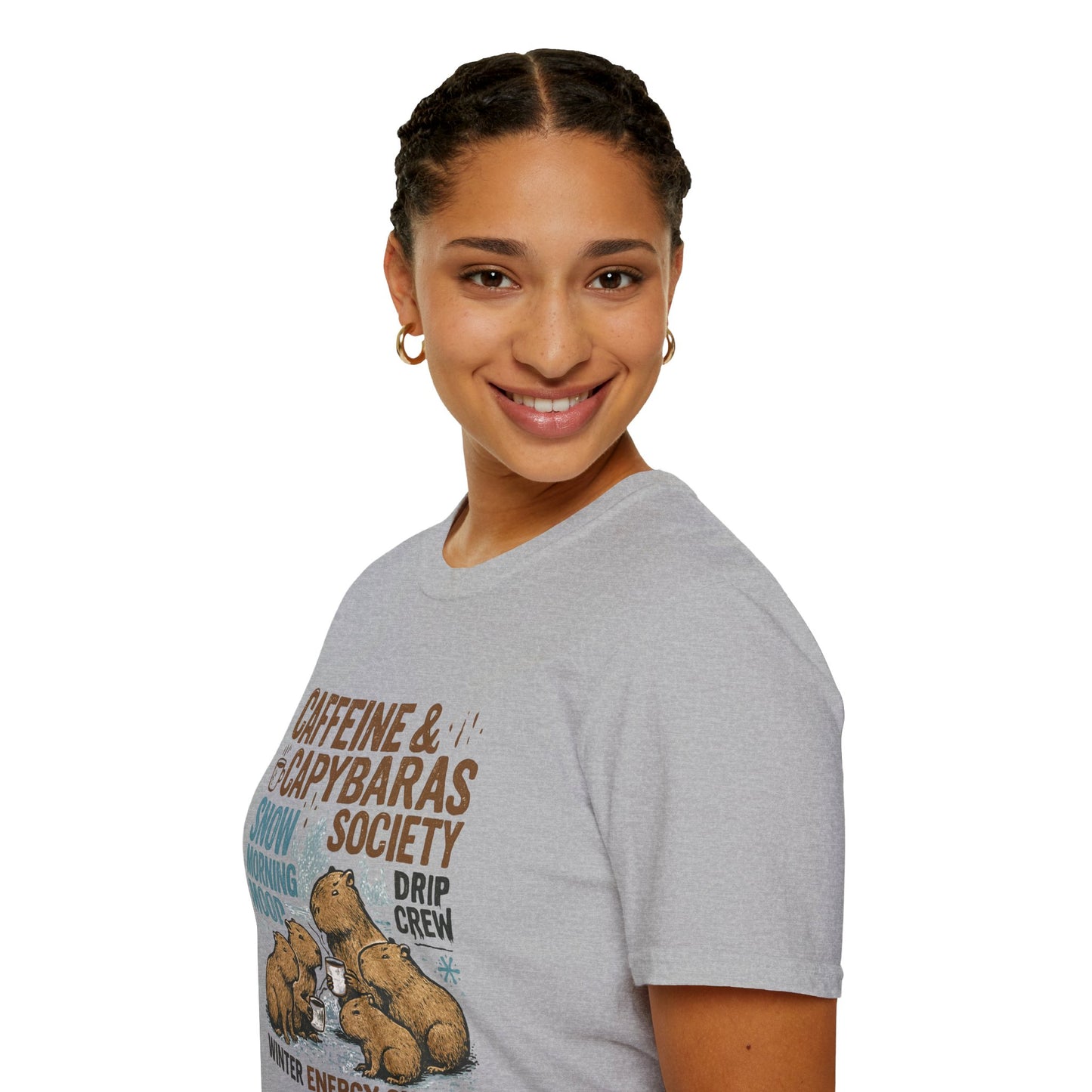 Caffeine & Capybaras Society | Funny Winter Coffee Lover Unisex T-Shirt