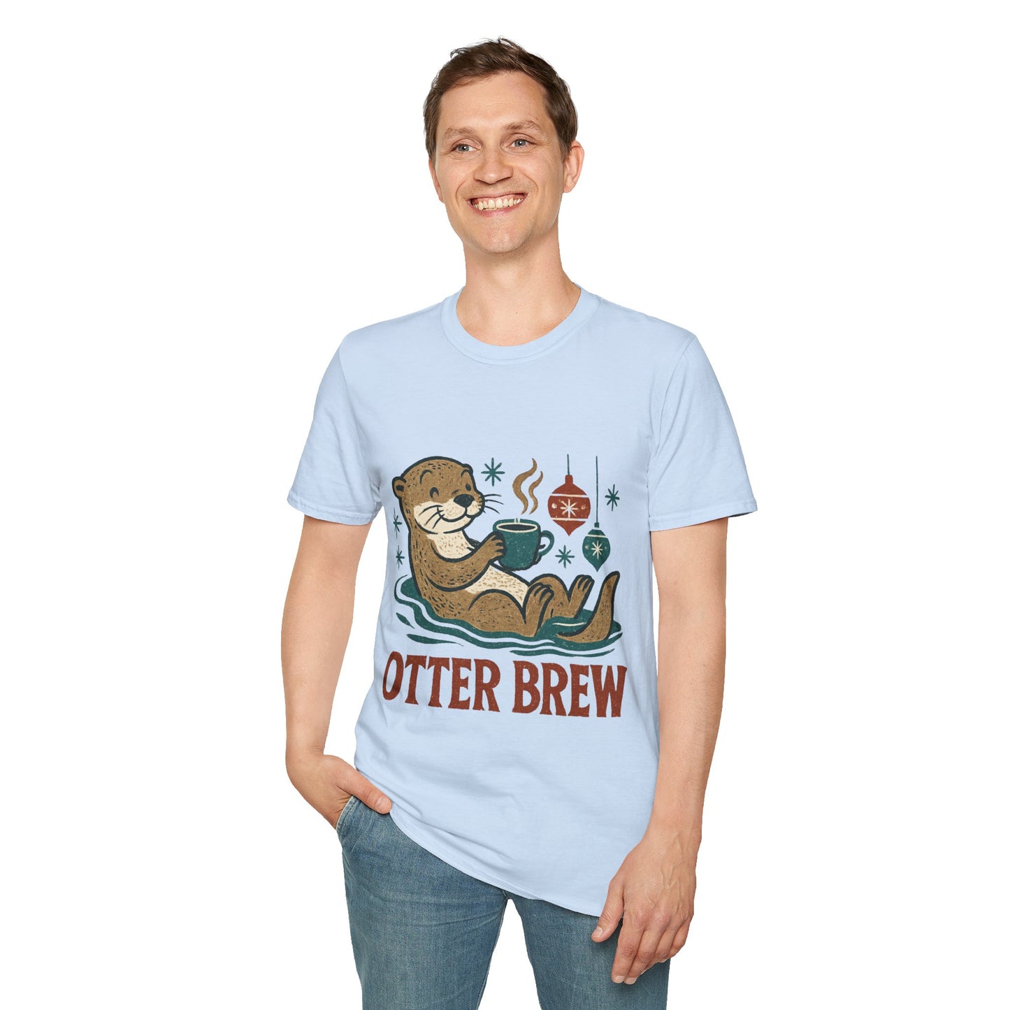 Otter Brew | Cute Coffee Lover Christmas Unisex T-Shirt