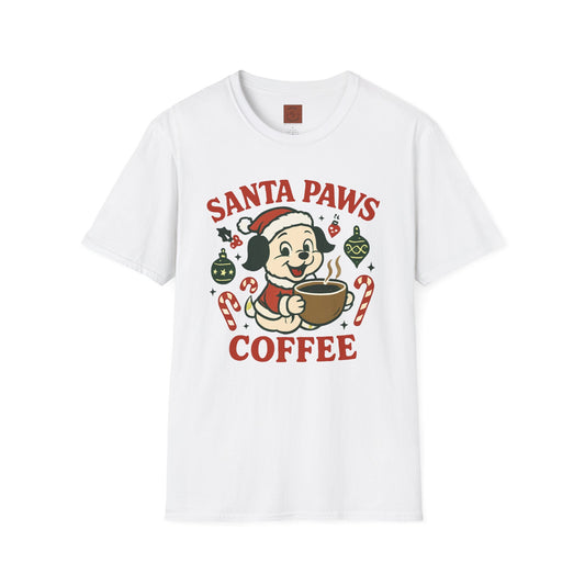 Santa Paws Coffee | Funny Dog Coffee Lover Christmas Unisex T-Shirt