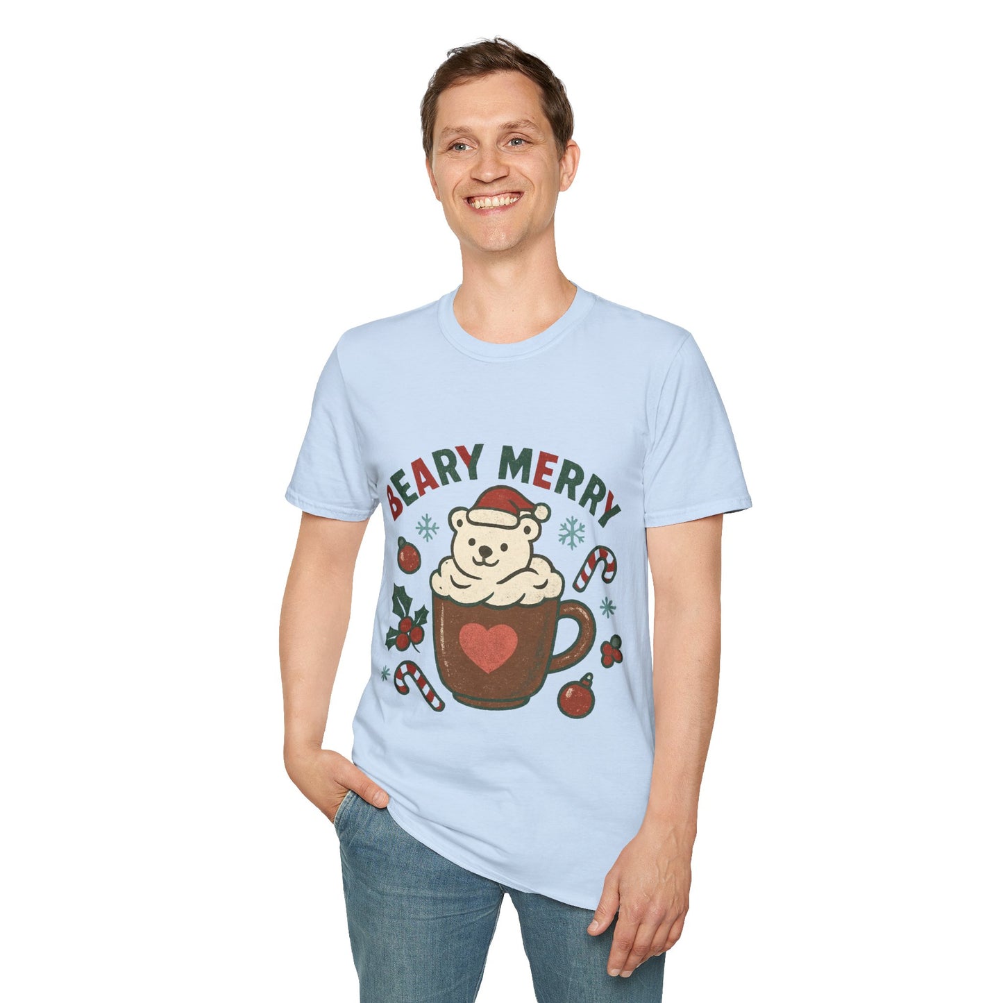 Beary Merry | Cute Christmas Coffee Lover Unisex T-Shirt
