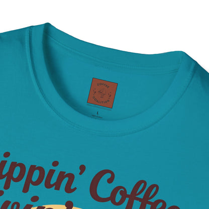 Sippin’ Coffee, Livin’ Easy | Chill Skeleton Coffee Tee