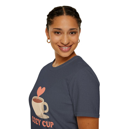 Cozy Cup – Unisex Cute Coffee Lover T-Shirt